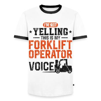 Certified Forklift Truck Operator - Men's Ringer Shirt - white/black - Front - AI Model Female 172 light (172cm) & AI Model Male 178 dark (178cm)