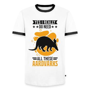 Aardvark Gift Aardvark - Men's Ringer Shirt - white/black - Front - AI Model Female 172 light (172cm) & AI Model Male 178 dark (178cm)