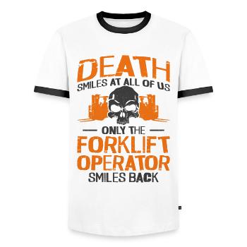 Certified Forklift Truck Operator - Men's Ringer Shirt - white/black - Front - AI Model Female 172 light (172cm) & AI Model Male 178 dark (178cm)