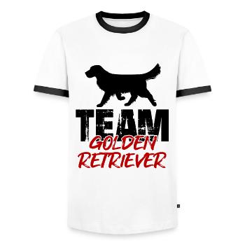 Team Golden Retriever - Men's Ringer Shirt - white/black - Front - AI Model Female 172 light (172cm) & AI Model Male 178 dark (178cm)