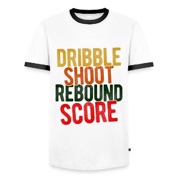 Basketball - Männer Kontrast-T-Shirt - Weiß/Schwarz - Vorne - AI Model Female 172 light (172cm) & AI Model Male 178 dark (178cm)