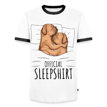 Dogue de Bordeaux Chemise de nuit Dogue - T-shirt contrasté Homme - blanc/noir - Devant - AI Model Female 172 light (172cm) & AI Model Male 178 dark (178cm)