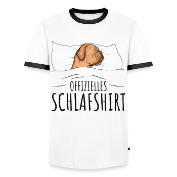 Schlafshirt Bordeauxdogge Dogue de Bordeaux - Männer Kontrast-T-Shirt - Weiß/Schwarz - Vorne - AI Model Female 172 light (172cm) & AI Model Male 178 dark (178cm)