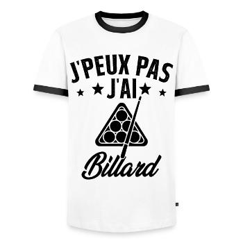 J'peux pas j'ai Billard Humour Cadeau - T-shirt contrasté Homme - blanc/noir - Devant - AI Model Female 172 light (172cm) & AI Model Male 178 dark (178cm)