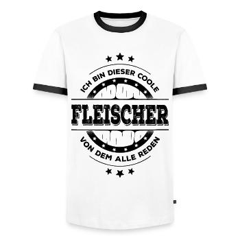 Fleischer Kollegen Geburtstag Metzger Geschenk - Männer Kontrast-T-Shirt - Weiß/Schwarz - Vorne - AI Model Female 172 light (172cm) & AI Model Male 178 dark (178cm)