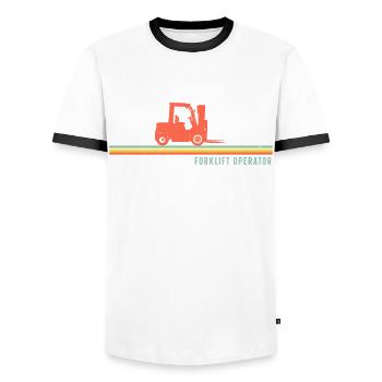 Certified Forklift Truck Operator - Men's Ringer Shirt - white/black - Front - AI Model Female 172 light (172cm) & AI Model Male 178 dark (178cm)