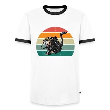 Plongeur Plongée Plongée Oxygène Plongée - T-shirt contrasté Homme - blanc/noir - Devant - AI Model Female 172 light (172cm) & AI Model Male 178 dark (178cm)