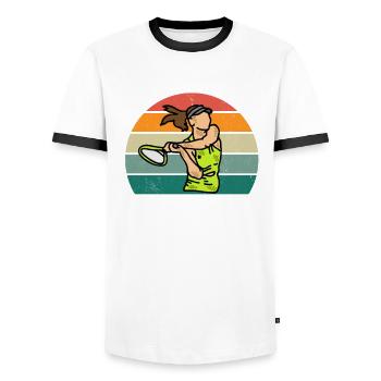 joueur de tennis joueur de tennis club de tennis - T-shirt contrasté Homme - blanc/noir - Devant - AI Model Female 172 light (172cm) & AI Model Male 178 dark (178cm)