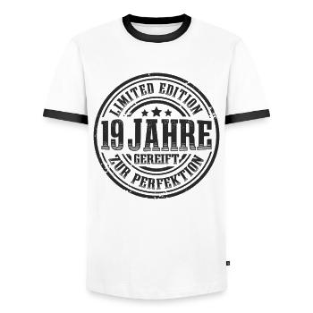 19. Geburtstag Limited Edition Lustig 19 Jahre - Männer Kontrast-T-Shirt - Weiß/Schwarz - Vorne - AI Model Female 172 light (172cm) & AI Model Male 178 dark (178cm)
