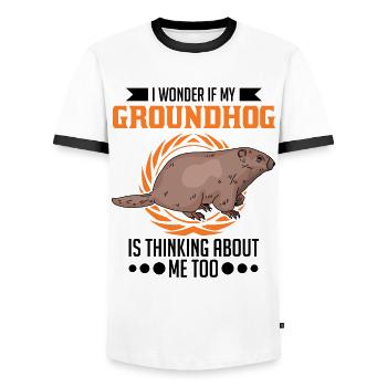 Murmeltier Groundhog Day Waldmurmeltier - Männer Kontrast-T-Shirt - Weiß/Schwarz - Vorne - AI Model Female 172 light (172cm) & AI Model Male 178 dark (178cm)