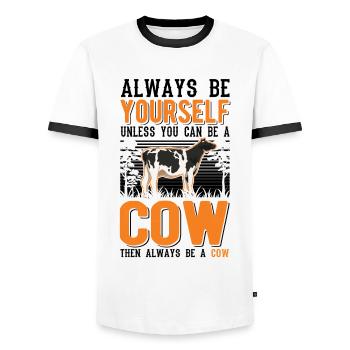 Cow Gift Farmer Cattle Breeder Cows - Men's Ringer Shirt - white/black - Front - AI Model Female 172 light (172cm) & AI Model Male 178 dark (178cm)