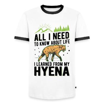 Hyäne Geschenk Erdwolf Hyena - Männer Kontrast-T-Shirt - Weiß/Schwarz - Vorne - AI Model Female 172 light (172cm) & AI Model Male 178 dark (178cm)