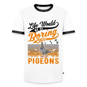 Pigeon Gift Pigeon Fancier City Pigeon Carrier Pigeon - Men's Ringer Shirt - white/black - Front - AI Model Female 172 light (172cm) & AI Model Male 178 dark (178cm)