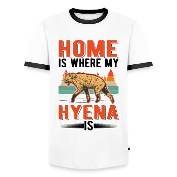 Home is where my Hyena is Erdwolf Hyäne - Männer Kontrast-T-Shirt - Weiß/Schwarz - Vorne - AI Model Female 172 light (172cm) & AI Model Male 178 dark (178cm)