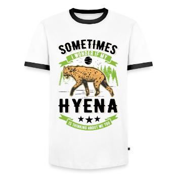 Hyäne Geschenk Erdwolf Hyena - Männer Kontrast-T-Shirt - Weiß/Schwarz - Vorne - AI Model Female 172 light (172cm) & AI Model Male 178 dark (178cm)