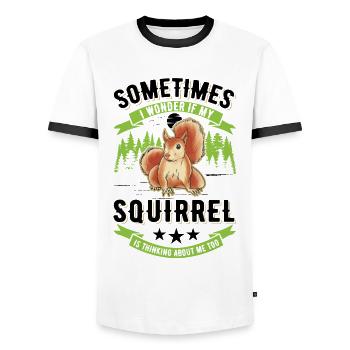 Écureuil Cadeau Écureuil Gris - T-shirt contrasté Homme - blanc/noir - Devant - AI Model Female 172 light (172cm) & AI Model Male 178 dark (178cm)