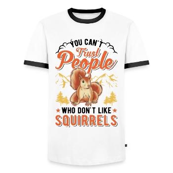 Squirrel Gift Grey Squirrel - Men's Ringer Shirt - white/black - Front - AI Model Female 172 light (172cm) & AI Model Male 178 dark (178cm)