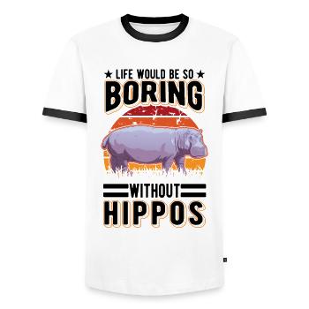 Hippo Cadeau Hippo Hippo Hippo - T-shirt contrasté Homme - blanc/noir - Devant - AI Model Female 172 light (172cm) & AI Model Male 178 dark (178cm)