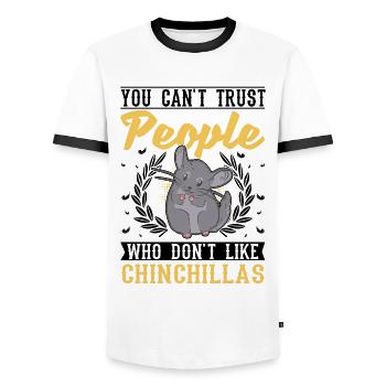 Chinchilla Gift Woolly Short-tailed Chinchilla - Men's Ringer Shirt - white/black - Front - AI Model Female 172 light (172cm) & AI Model Male 178 dark (178cm)