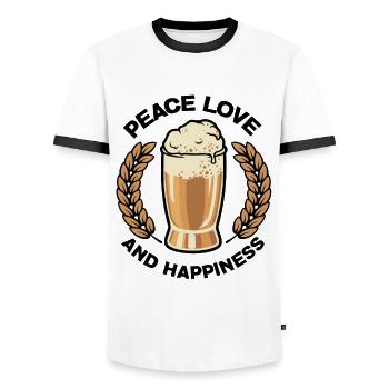 Peace Love Hapiness Homebrewing Brewery Malt Hop C - Männer Kontrast-T-Shirt - Weiß/Schwarz - Vorne - AI Model Female 172 light (172cm) & AI Model Male 178 dark (178cm)