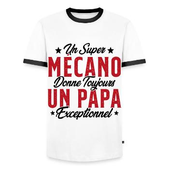 Mécano Papa Cadeau Drôle Fête Des Pères Garagiste - T-shirt contrasté Homme - blanc/noir - Devant - AI Model Female 172 light (172cm) & AI Model Male 178 dark (178cm)