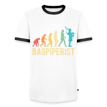 Bagpiperist Bagpipers Bagpipers - Men's Ringer Shirt - white/black - Front - AI Model Female 172 light (172cm) & AI Model Male 178 dark (178cm)
