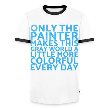 Seul le peintre rend un peu ce monde gris - T-shirt contrasté Homme - blanc/noir - Devant - AI Model Female 172 light (172cm) & AI Model Male 178 dark (178cm)
