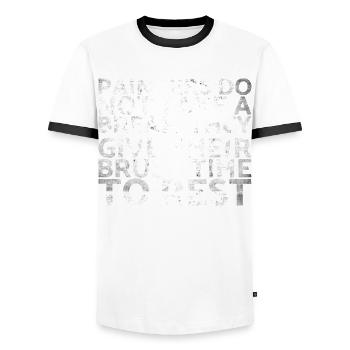 Painters do not take a break for which they spend their money - Men's Ringer Shirt - white/black - Front - AI Model Female 172 light (172cm) & AI Model Male 178 dark (178cm)