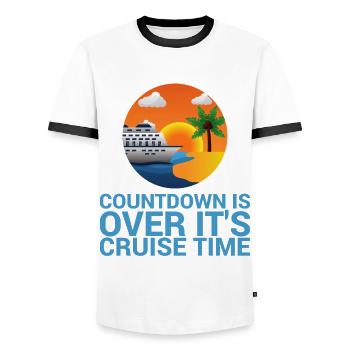 The countdown is over, it's cruise time - Men's Ringer Shirt - white/black - Front - AI Model Female 172 light (172cm) & AI Model Male 178 dark (178cm)
