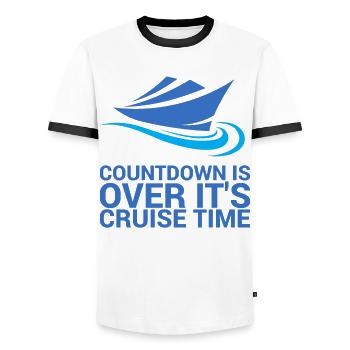 The countdown is over, it's cruise time - Men's Ringer Shirt - white/black - Front - AI Model Female 172 light (172cm) & AI Model Male 178 dark (178cm)