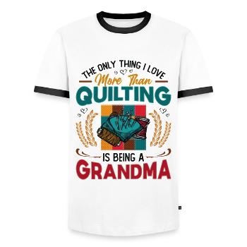Sewing Quilter Grandma Quilting - Men's Ringer Shirt - white/black - Front - AI Model Female 172 light (172cm) & AI Model Male 178 dark (178cm)