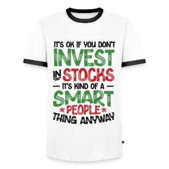 Stocks are for smart people Stock market - Men's Ringer Shirt - white/black - Front - AI Model Female 172 light (172cm) & AI Model Male 178 dark (178cm)