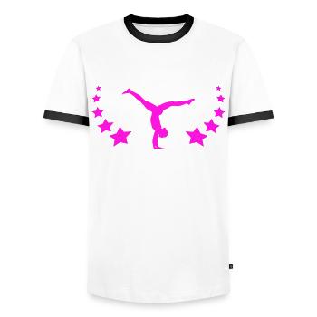 Turnen Gymnastik Turnerin - Männer Kontrast-T-Shirt - Weiß/Schwarz - Vorne - AI Model Female 172 light (172cm) & AI Model Male 178 dark (178cm)
