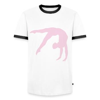 Gymnastics Gymnastics RSG Gymnast Gymnastics - Men's Ringer Shirt - white/black - Front - AI Model Female 172 light (172cm) & AI Model Male 178 dark (178cm)