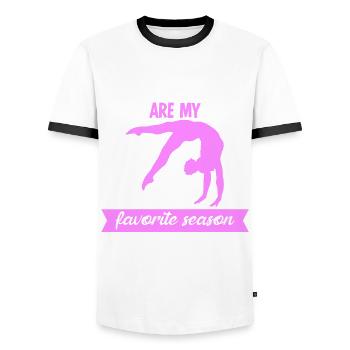 Gymnastics RSG Turnerin Turnen - Männer Kontrast-T-Shirt - Weiß/Schwarz - Vorne - AI Model Female 172 light (172cm) & AI Model Male 178 dark (178cm)