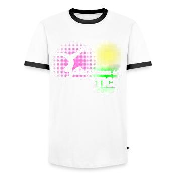 Gymnastics - Men's Ringer Shirt - white/black - Front - AI Model Female 172 light (172cm) & AI Model Male 178 dark (178cm)