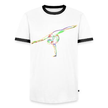 Rhythmic Gymnastics RSG - Männer Kontrast-T-Shirt - Weiß/Schwarz - Vorne - AI Model Female 172 light (172cm) & AI Model Male 178 dark (178cm)