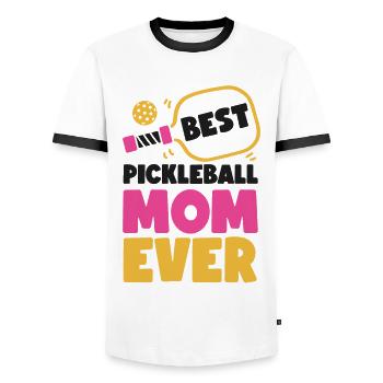 Pickleball Maman Mère Meilleure - T-shirt contrasté Homme - blanc/noir - Devant - AI Model Female 172 light (172cm) & AI Model Male 178 dark (178cm)