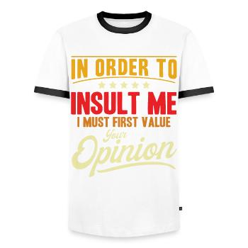 Sarcasm Irony Sarcastic Gift - Men's Ringer Shirt - white/black - Front - AI Model Female 172 light (172cm) & AI Model Male 178 dark (178cm)