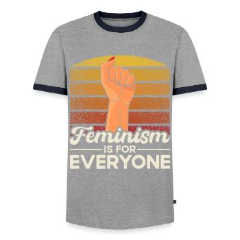Droits des femmes Autonomisation féministe - T-shirt contrasté Homme - gris/marine  - Devant - AI Model Female 172 light (172cm) & AI Model Male 178 light (178cm)
