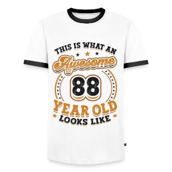 This is what a great 88-year-old looks like. - Men's Ringer Shirt - white/black - Front - AI Model Female 172 light (172cm) & AI Model Male 178 dark (178cm)