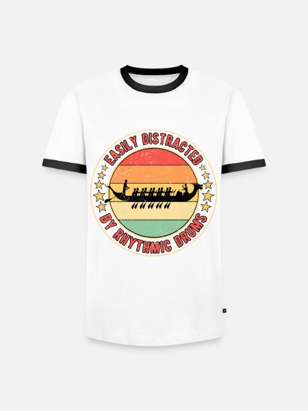 Drachenbootrennen Drachenboot Rhythmic Drums - Männer Kontrast-T-Shirt - Weiß/Schwarz