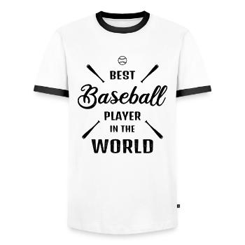 Meilleur joueur de baseball dans le monde Cadeau de baseball - T-shirt contrasté Homme - blanc/noir - Devant - AI Model Female 172 light (172cm) & AI Model Male 178 dark (178cm)