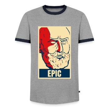 Stoic Epictetus quotes are epic. - Men's Ringer Shirt - grey/navy  - Front - AI Model Female 172 light (172cm) & AI Model Male 178 light (178cm)