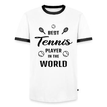 Meilleur joueur de tennis du World Tennis Team Gift - T-shirt contrasté Homme - blanc/noir - Devant - AI Model Female 172 light (172cm) & AI Model Male 178 dark (178cm)