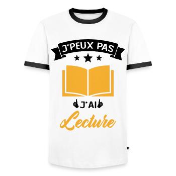Je Peux Pas J'ai Lecture Cadeau - T-shirt contrasté Homme - blanc/noir - Devant - AI Model Female 172 light (172cm) & AI Model Male 178 dark (178cm)