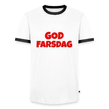 Father's day - Men's Ringer Shirt - white/black - Front - AI Model Female 172 light (172cm) & AI Model Male 178 dark (178cm)