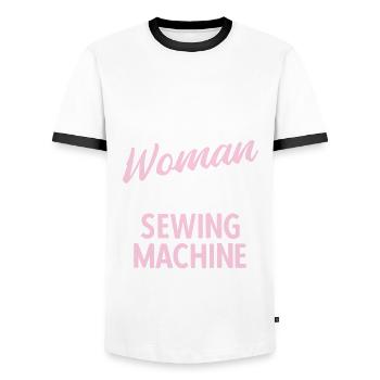 Nähen Und Schneidern Für Näher - Männer Kontrast-T-Shirt - Weiß/Schwarz - Vorne - AI Model Female 172 light (172cm) & AI Model Male 178 dark (178cm)