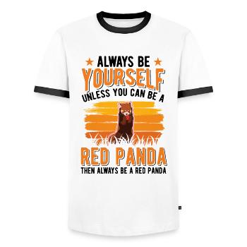 Roter Panda Geschenk Red Panda - Männer Kontrast-T-Shirt - Weiß/Schwarz - Vorne - AI Model Female 172 light (172cm) & AI Model Male 178 dark (178cm)