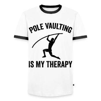 Fun Pole Vault Pole Vault - Men's Ringer Shirt - white/black - Front - AI Model Female 172 light (172cm) & AI Model Male 178 dark (178cm)
